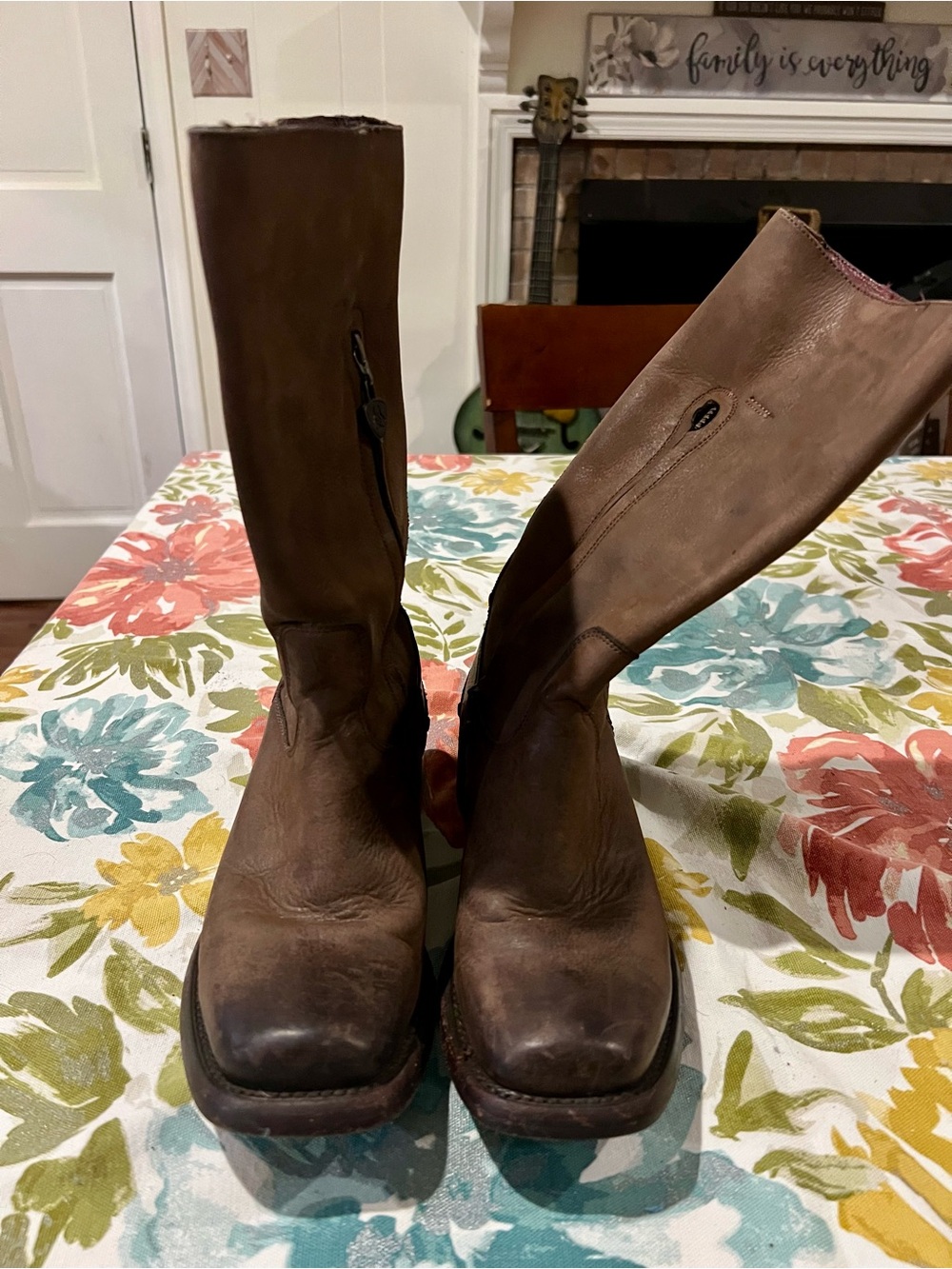 ARIAT Women’s Brown Leather Work Boots, size 7.  Low heel, leather & Suede.